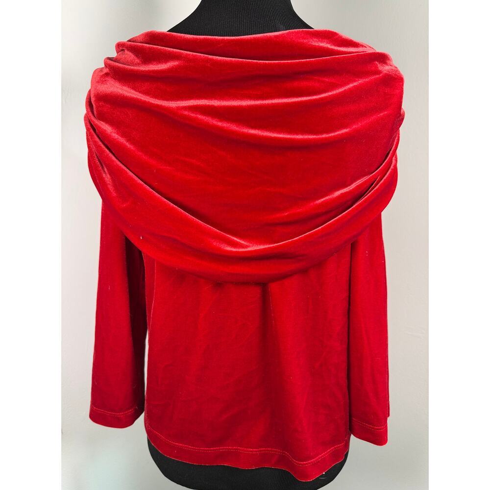 MSK Red Velvet Rosette Off Shoulder Top Romantic Glam Y2K Holiday Party Size M - Picture 3 of 6